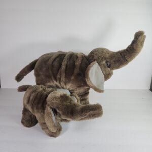 VTG Circus Greatest Show On Earth Gray Elephant Mother & Baby Plush Stuffed Toy